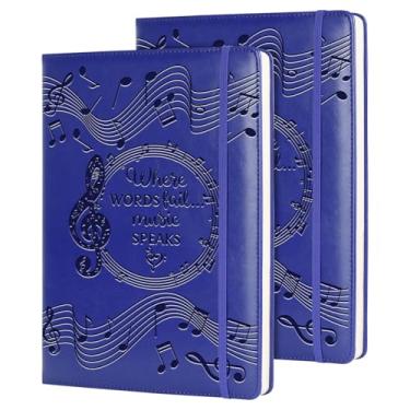 Imagem de WHLBHG Presente de música, 2 peças, folha em branco, caderno de música, onde as palavras falham, música, fala, presente, manuscrito, papel, caderno (2 peças de música - roxo)