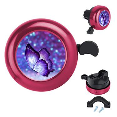 Imagem de Anel de sino de bicicleta Cristin Tang bonito som claro tamanho ajustável acessório de bicicleta de alumínio para meninas mulheres crianças adultos, Butterfly