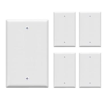 Imagem de ChaosssCo Placa de parede única em branco de 1 gangue para capa de interruptor de tomada e decorativa, branca (pacote com 5)