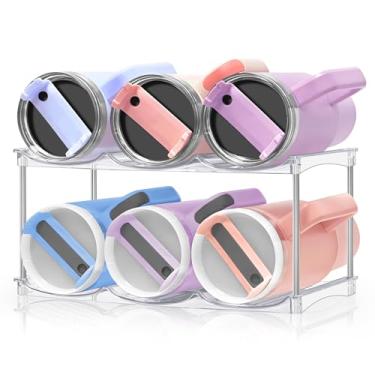 Imagem de HOMECOR Organizador de garrafa de água para copo Stanley de 1,134 g – Suporte grande empilhável de garrafa de água para armário, organizadores de cozinha de despensa e armazenamento para acessórios de