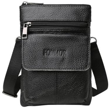 Imagem de Bolsa masculina de primeira camada de couro de vaca Mini bolsa para ce