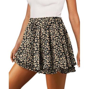 Imagem de Shorts Onlypuff Flowy Chiffon Ruffle Skirts Leopard para mulheres