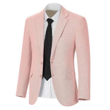 Imagem de Paletó Blazer Herringbone Tweed Wool Blend Pink para homens - Fxzpiodi