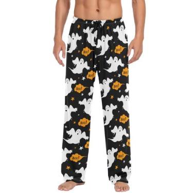 Imagem de Calça de pijama Ollabaky Halloween Boo Ghost para homens XL