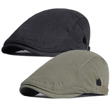 Imagem de Boné Qunson, pacote com 2 chapéus Cotton Ivy Flat Cap Newsboy para hom