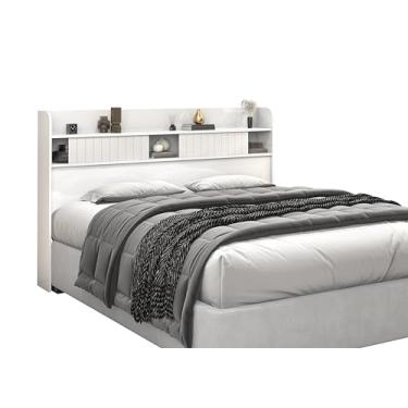 Imagem de Cabeceira Para Cama Casal 1,40m Dubai Com Porta Deslizante Espaço Com Prateleiras 100% MDF Resistente Quarto De Casal Moderno