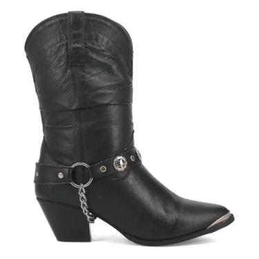 Imagem de Dingo Botas femininas Olivia sem cadarço bico fino salto médio cano médio 5 a 7,6 cm - preta, Preto, 36