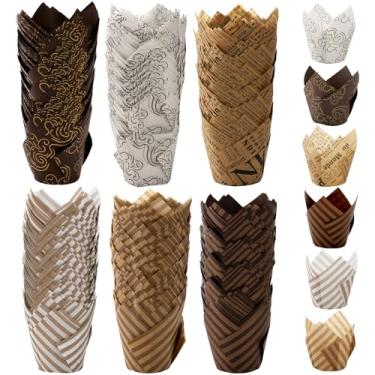 Imagem de Lawei Conjunto de 300 forros de cupcake de tulipa – copos de papel para assar muffins para casamentos, aniversários, chás de bebê