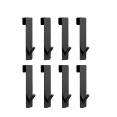 Imagem de Gancho para porta de chuveiro de banheiro em aço inoxidável em formato de S, suporte para pendurar sobre porta de vidro, acessórios para toalheiro de chuveiro, A, preto, 8 peças