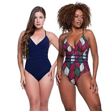 Imagem de Kit Maiô Modelador Liso e Estampado Com Bojo Removível - HYPE MODAS, M