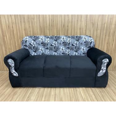 Imagem de Sofá 3 Lugares Preto com Floral 601/37 Viena