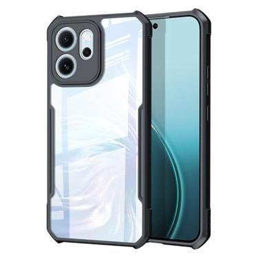 Imagem de Guizzcg Capa para Oppo Reno 14F 5G, capa ultrafina de TPU macio + traseira transparente acrílica, airbags de grau militar, proteção contra quedas, preta