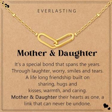 Imagem de JoycuFF Colar de ouro para mulheres, colar de clipe de papel para mulheres, presentes ideais para mãe, avó, irmã e namorada, Aço inoxidável, Sem Pedra Preciosa