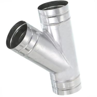 Imagem de Divisor de duto Wye de 10 cm, conector de 3 vias de 45 graus, adaptador de ventilação de secador HVAC de aço galvanizado resistente para ventilador de exaustão e duto de mangueira de ventilação