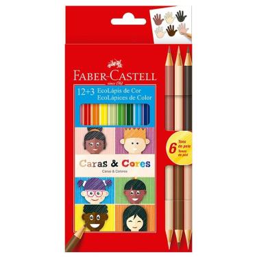 Imagem de Lápis 12 cores+6 tons de pele Caras e Cores Faber-Castell