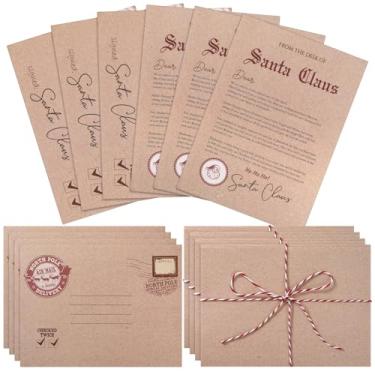 Imagem de Gueevin Conjunto de 20 conjuntos de cartas oficiais de Natal do Papai Noel com envelopes e cordas, incluindo envelopes de certificado de lista de agradáveis, carta de escrita do Papai Noel para caixa