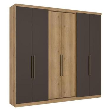 Imagem de Guarda Roupa Casal Passione Ultra 6 Portas Capuccino Cacau Acetinado -