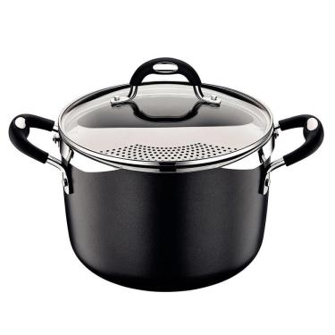 Imagem de Espagueteira Tramontina Mônaco Induction em Alumínio com Revestimento Antiaderente Preto 22 cm 5,4 L