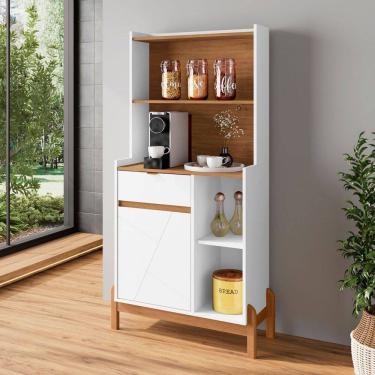 Imagem de Aparador Café Bauman 1 Porta 1 Gaveta Branco/Cedro - Pnr Móveis