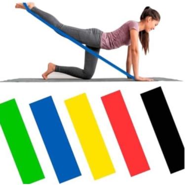 Imagem de Kit 5 Faixa Elastica Para Exercicio Mini Band, Funcional Yoga Pilates 