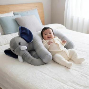 Imagem de Almofada Elefante Pelúcia Para Bebê Travesseiro Menina Menino 60 cm - 