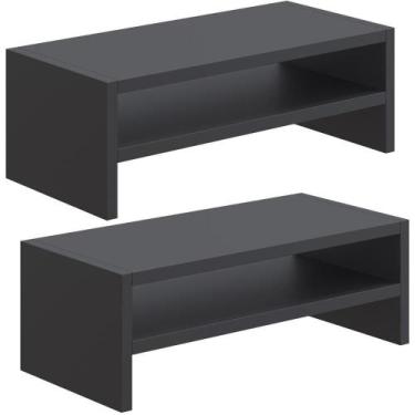 Imagem de Kit 2 Suportes Stand Para Monitores Mesa Escritório Preto - LYAM DECOR