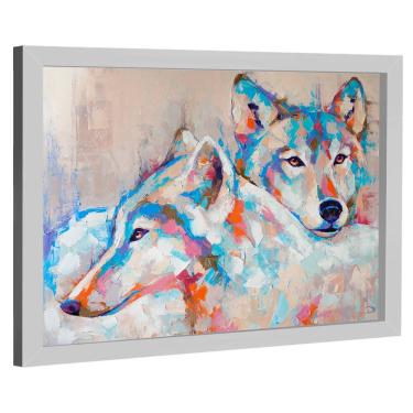 Imagem de Quadro Decorativo Casal de Lobo Aquarela