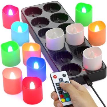 Imagem de Velas LED sem chama SoulBay Color Changing Recarregáveis x12