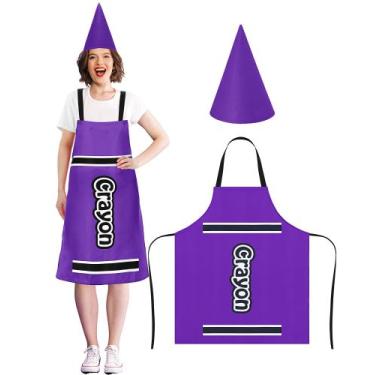 Imagem de Avental de fantasia e divertido chapéu Gnome Cone Mepase Crayon Purple