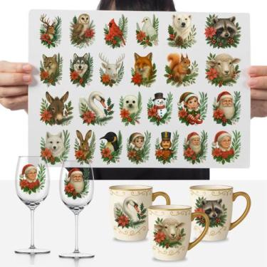 Imagem de Cartela Adesivos Natalinos Decoração Natal Papai Noel DTF UV - Graviar