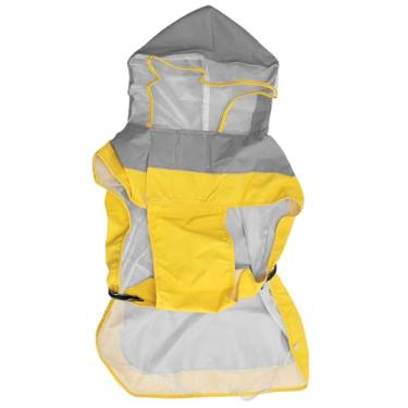 Imagem de Ymiko Capa de Chuva de Capa de Chuva de Cachorro Reflexiva Com Tiras Refletidas Ajustáveis ​​em Malha Respirável de PVC Limpa para Cães Grandes Ao Ar Livre (L)