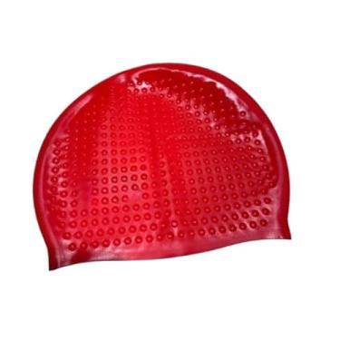 Imagem de Touca De Natação De Silicone Para Adultos, Com bolinhas, À Prova D'água E Antiderrapante (Vermelho)