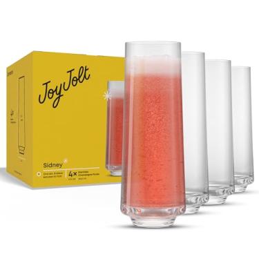 Imagem de JoyJolt Conjunto de 4 taças de champanhe sem haste Sidney 255 g | Taças de champanhe modernas para Prosecco, rosa, vinho espumante, Mimosa, presentes para lista de presentes de casamento | Cristal