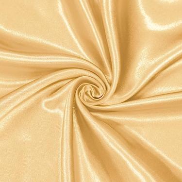 Imagem de Homiest Tecido de cetim dourado por jarda, 1 jarda x 58 polegadas tecido de cetim Charmeuse tecido sedoso e brilhante, tecido de cetim nupcial suave para vestido de noiva, confecção de roupas, artesanato faça você mesmo, costura