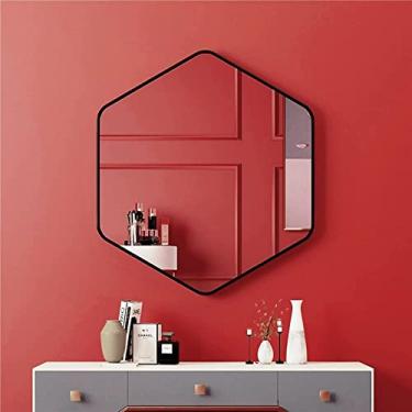 Imagem de Espelho de parede de banheiro hexagonal espelho de parede de banheiro, espelho de vaidade HD, espelho decorativo de sala de estar moderna, para sala de estar/banheiro/entrada espelho de decoração de