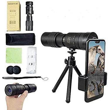 Imagem de Telescópio monocular de alta potência 4K 10-300 x 40 mm, super teleobjetiva, zoom, monocular HD, suporte para celular e tripé, design de lente prisma Bak4 para viagens