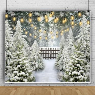 Imagem de Pano de fundo de inverno, cerca de madeira, flocos de neve, floresta nevada, país das maravilhas de inverno, cenário fotográfico, fundo de fotografia de Natal, adereços para fotos de ano novo