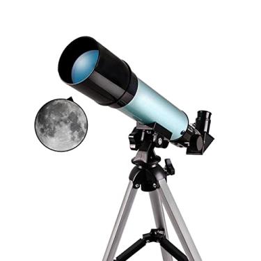 Imagem de Telescópio refrator de 50 mm com tripé ajustável, telescópio para adultos e iniciantes, monóculo portátil, telescópio de viagem para observação de pássaros na lua