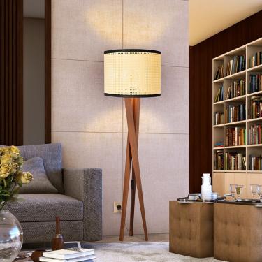 Imagem de Luminária Abajur Paris Cúpula Indiana Detalhada Sala Bivolt - Palha/preto