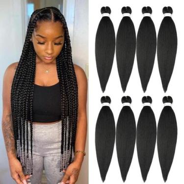 Imagem de Braiding Hair Ubeleco, pré-esticado, 60 cm, 8 pacotes, preto natural