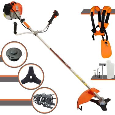 Imagem de Roçadeira Vulcan VR620-H À Gasolina 62cc 3HP Motor 2 Tempos Alta Rotação e Performance Com Carretel de Nylon + Faca 3 Pontas + Enxada Rotativa