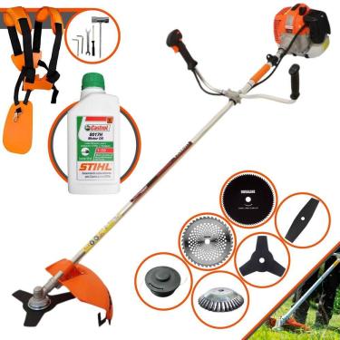 Imagem de Roçadeira Podador de Grama Vulcan VR620H À Gasolina 62cc 3HP Com 6 Opções de Cortes, Carretel de Nylon + Kit 4 Facas + Escova de Aço + ÓLEO STIHL 2T