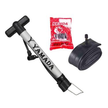 Imagem de Bomba De Ar Bicicleta Yamada Alumínio 30cm + Camara De Ar Bike Bmx Aro