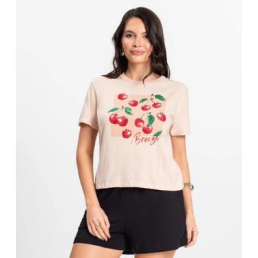 Imagem de Camiseta Manga Curta Feminina Meia Malha Rovitex Rosa, GG, Rosa