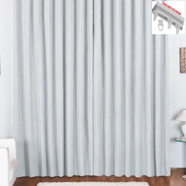 Imagem de Cortina Tóquio para Trilho Suisso Max Tecido Oxford 3,00m x 2,80m Janela Quarto Sala - Branca