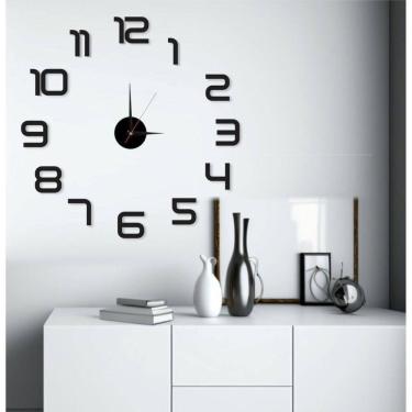 Imagem de Relógio 3D Parede Grande Luxo Adesivo Decoração Casa Sala