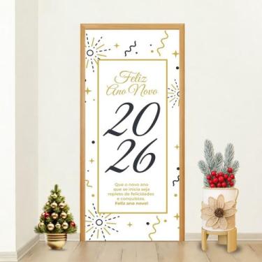 Imagem de Capa Porta Ano Novo 2026 Decoração Festiva De Recomeço E Esperança Par