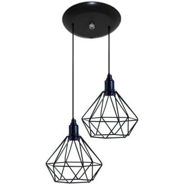 Imagem de Luminária Pendente Aramado Modelo Diamante Duplo 02 Juntos na mesma Ca