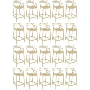 Imagem de Kit 20 Banquetas Média Allegra 66cm Design Cozinha/Bancada - Nude - Ma