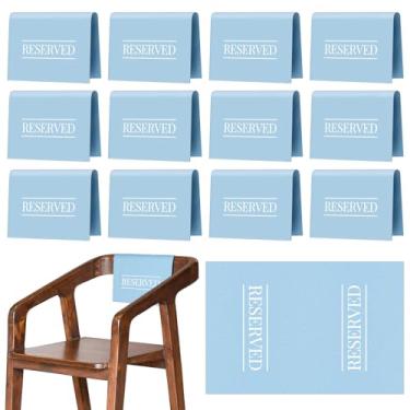 Imagem de Placa reservada para cadeiras de igreja, banco de igreja, espaço reservado para assentos com palavras impressas para casamentos, festas, celebrações, recepções, igreja ou evento (azul escuro, 12 peças